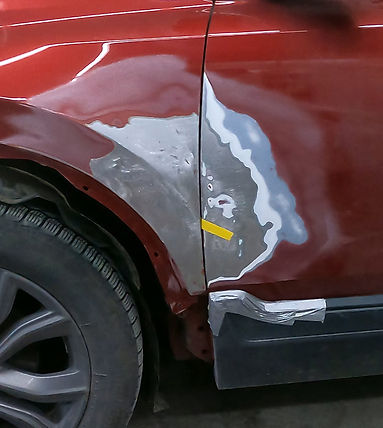 Quarter panel repair before paint preparation