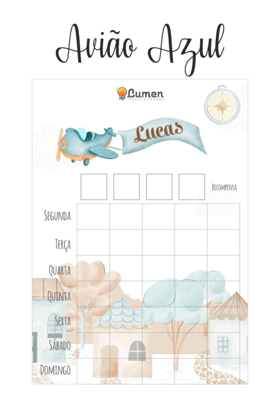 Quadro de Incentivos Aviãzinho Azul