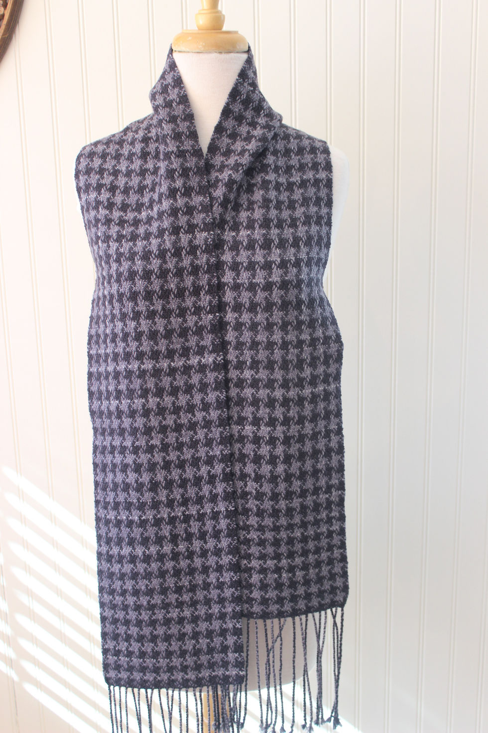 Short Grey and Black Merino Scarf (2)