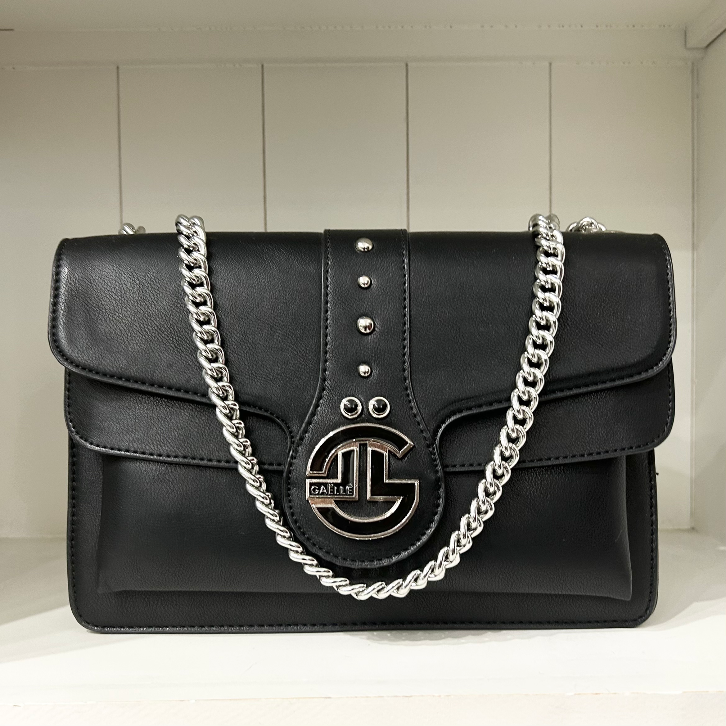 GAELLE borsa in ecopelle con logo e monogramma (nero) 