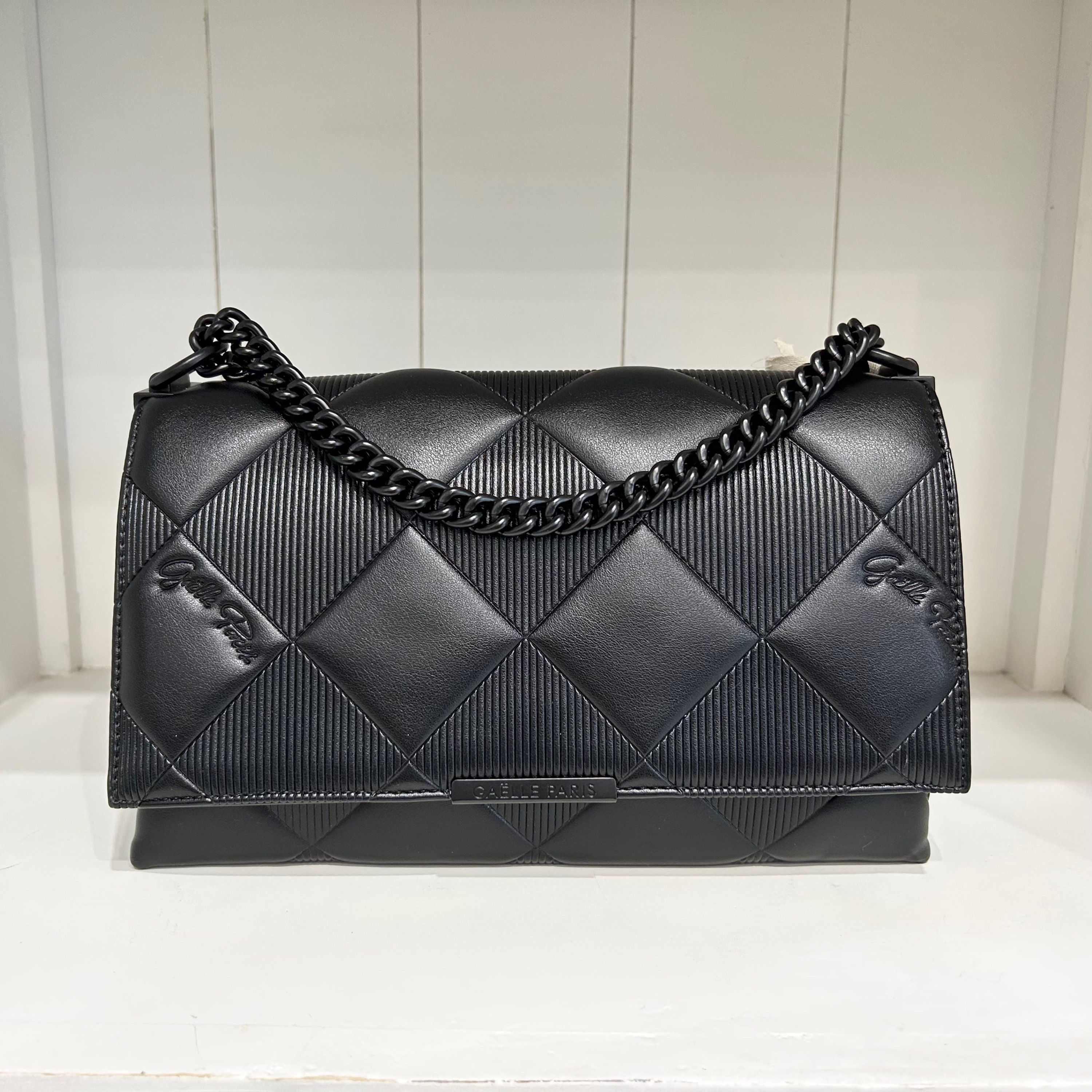 GAELLE borsa in ecopelle con logo (nero)