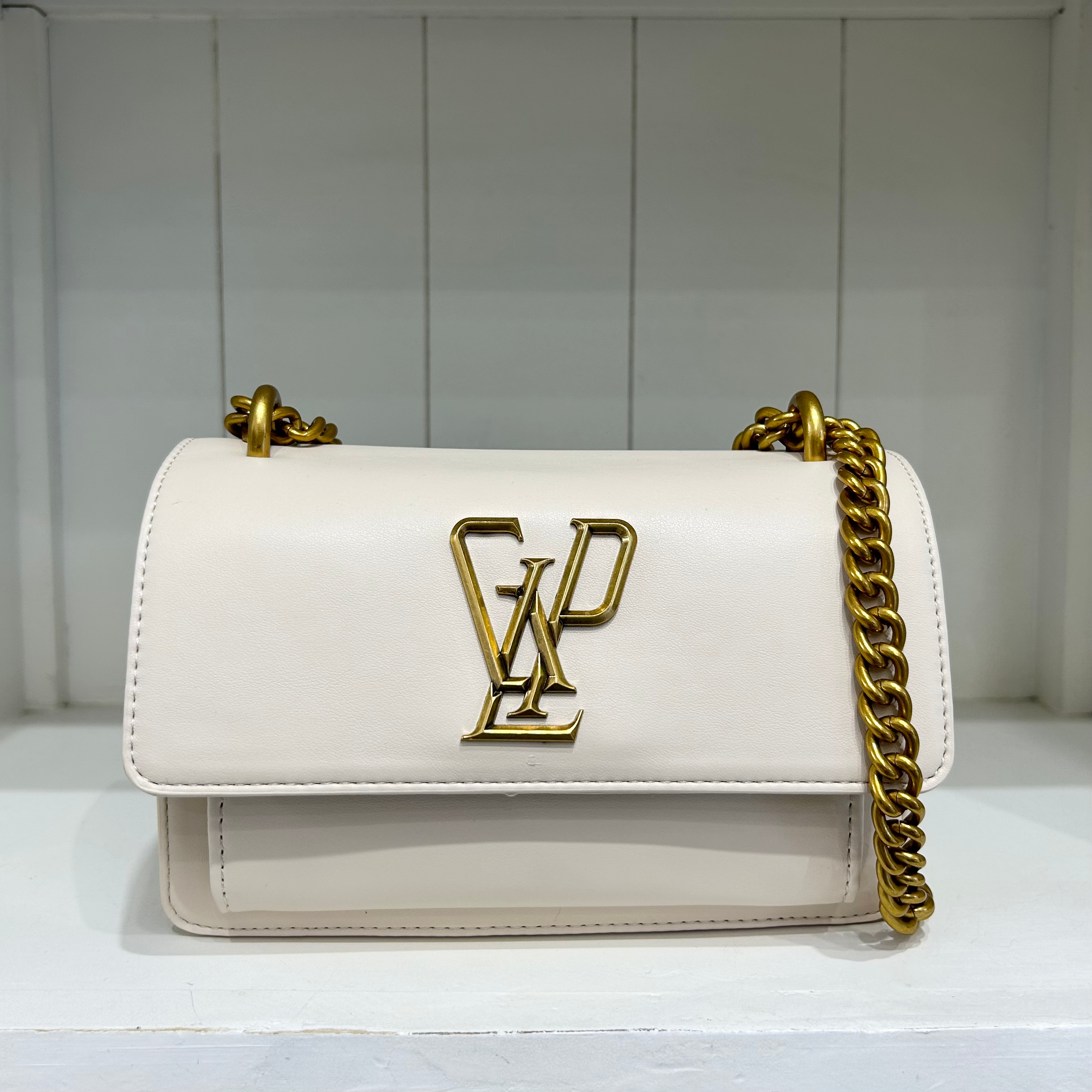 GAELLE borsa in ecopelle con acronimo (avorio)