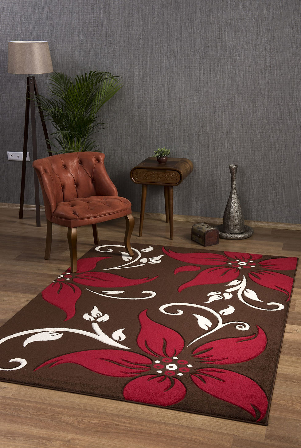 Thumbnail: Primrose Rug Choc-Red
