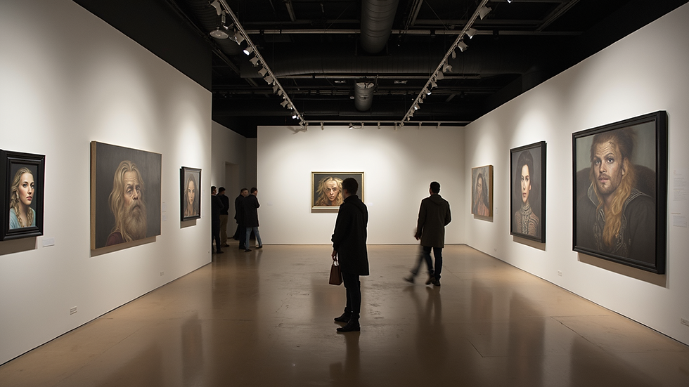 Vista de una exposición de arte geek con obras de humor negro