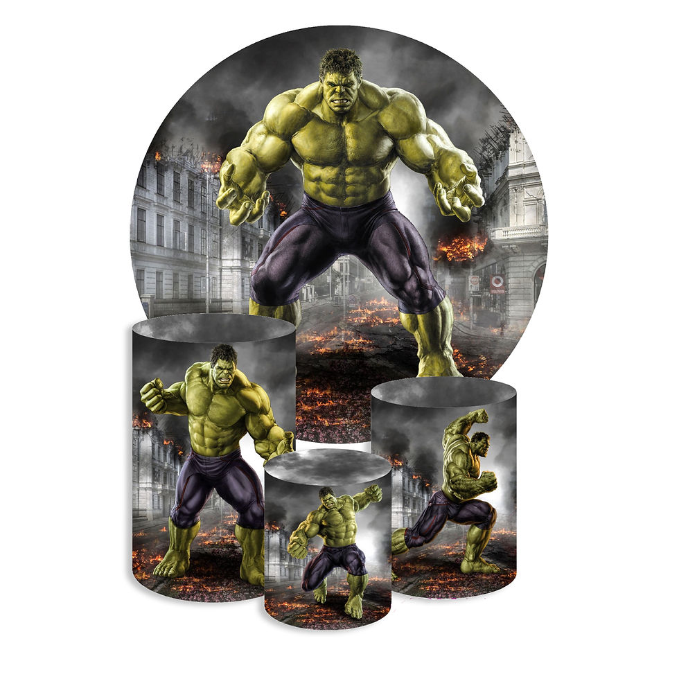 Hulk Round Backdrop and Cylinders Kit