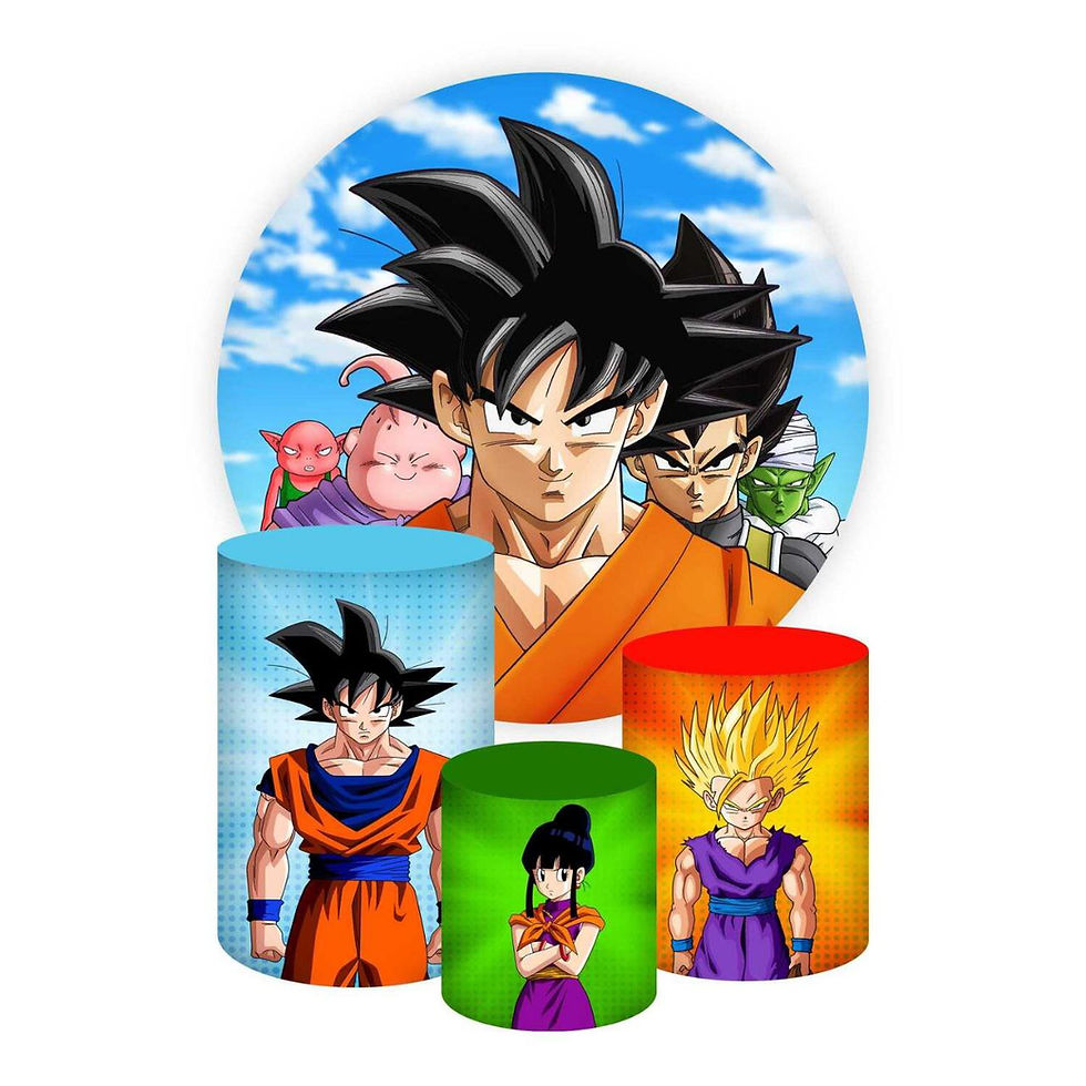 Dragon Ball Themed Round Backdrop and Cylinders Kit