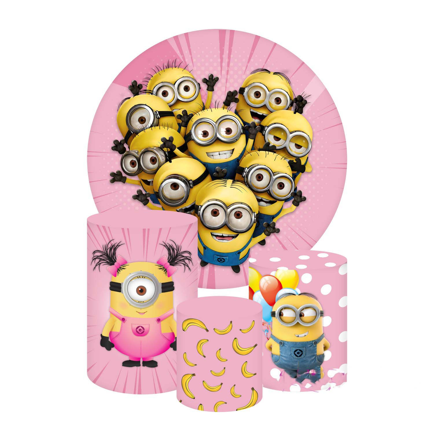 Minions Round Backdrop and Cylinders Cover Avengers