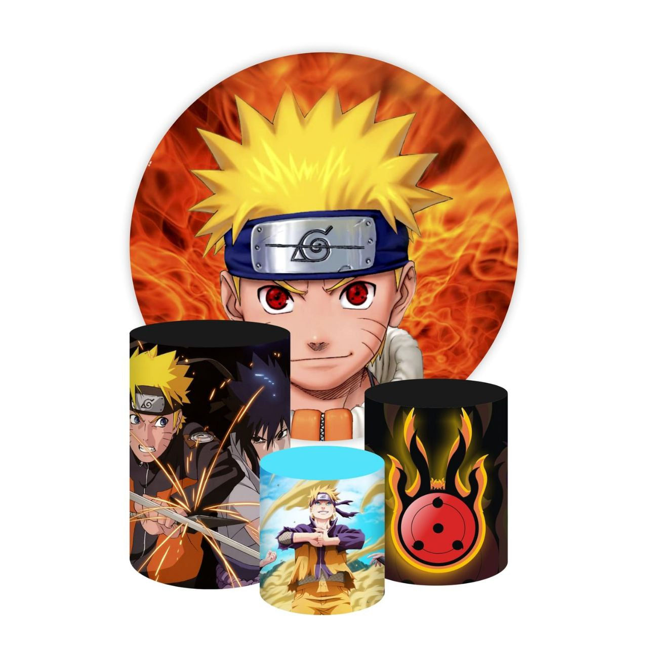 Naruto Themed Round Backdrop and Cylinders Kit