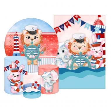 Sailor Round + One Side Backdrop + Cylinders Kit