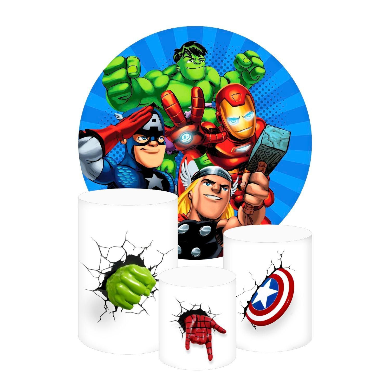 Superheroes Round Backdrop and Cylinders Cover Avengers