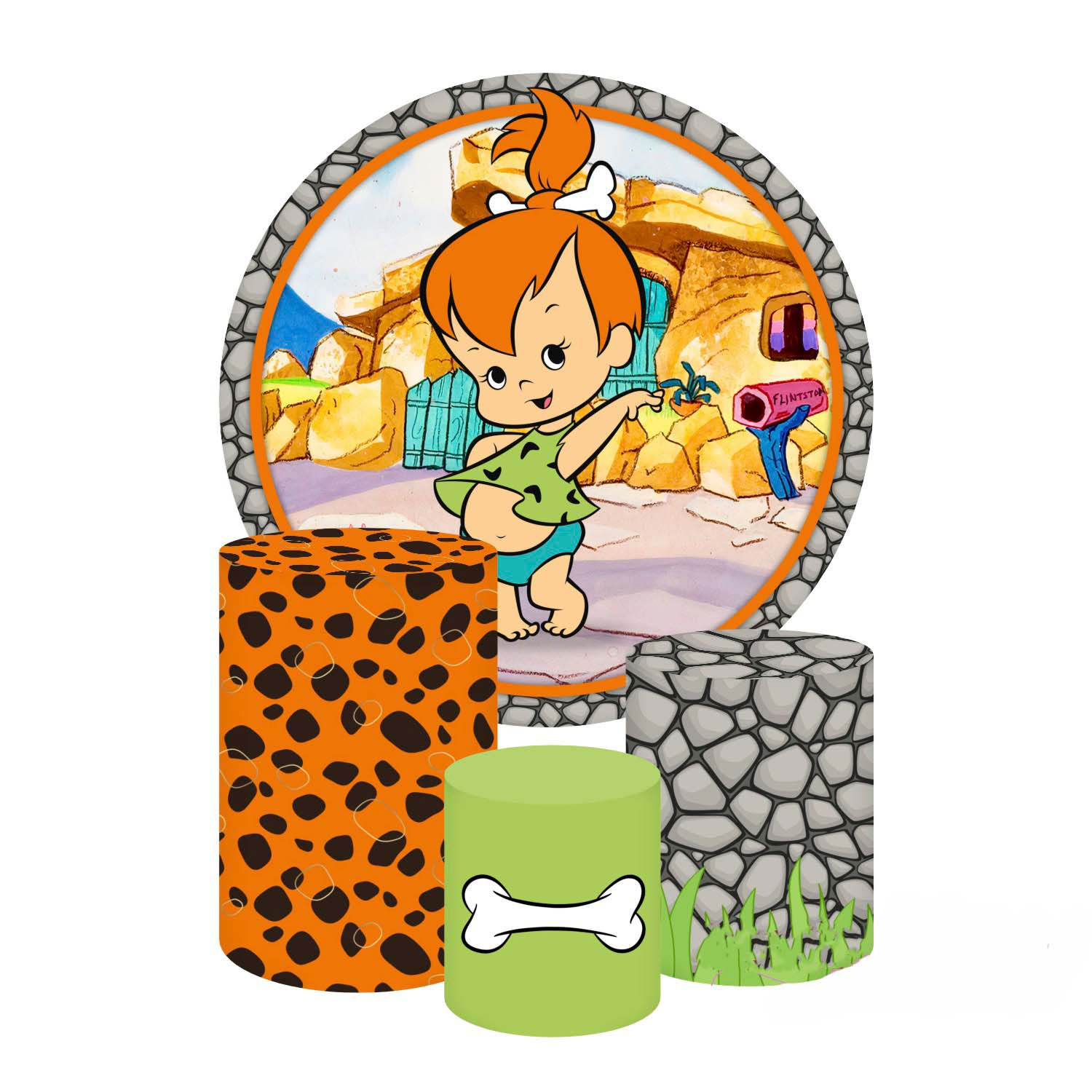 The Flintstones Round Backdrop and Cylinder Covers