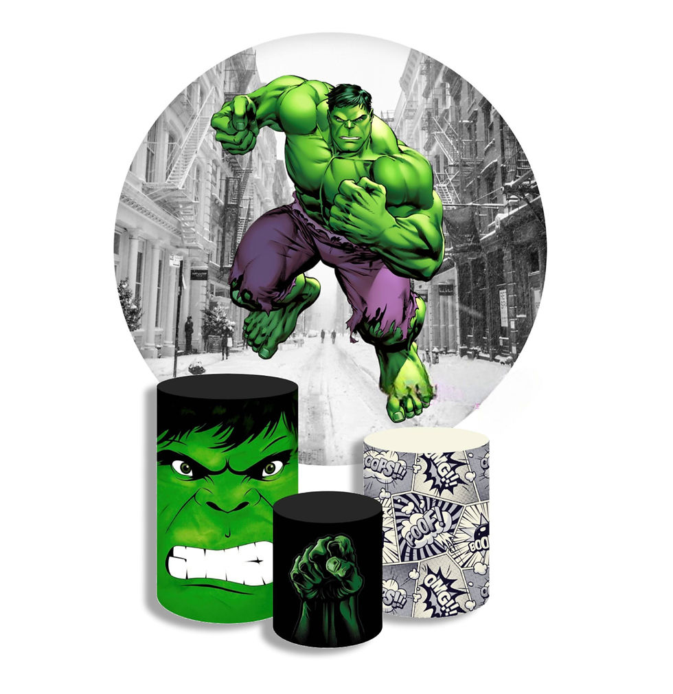 Hulk Round Backdrop and Cylinders Kit
