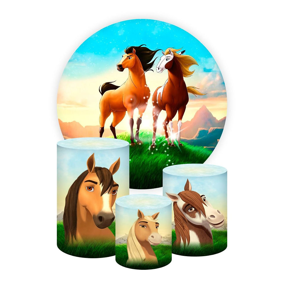 Spirit Disney Themed Round Backdrop and Cylinders Kit