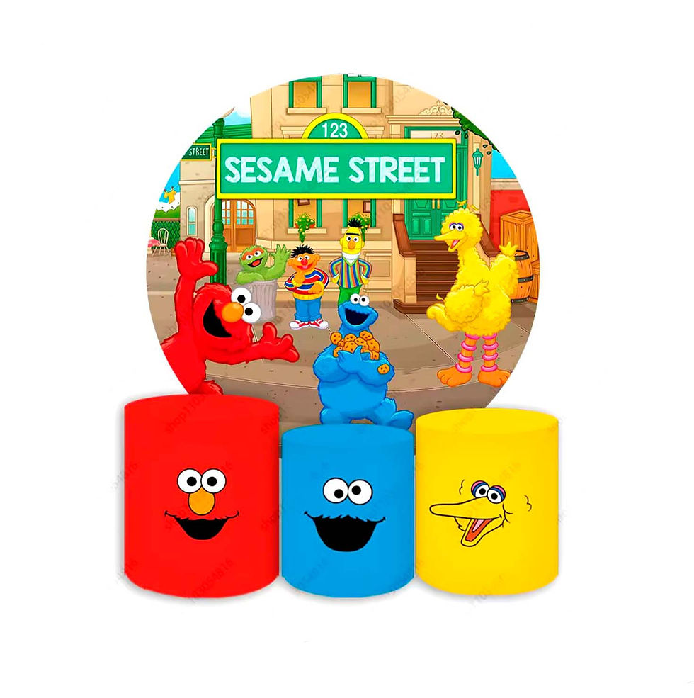 Sesame Street Round Backdrop and Cylinders
