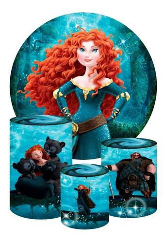 Brave Themed Round Backdrop and Cylinders Kit