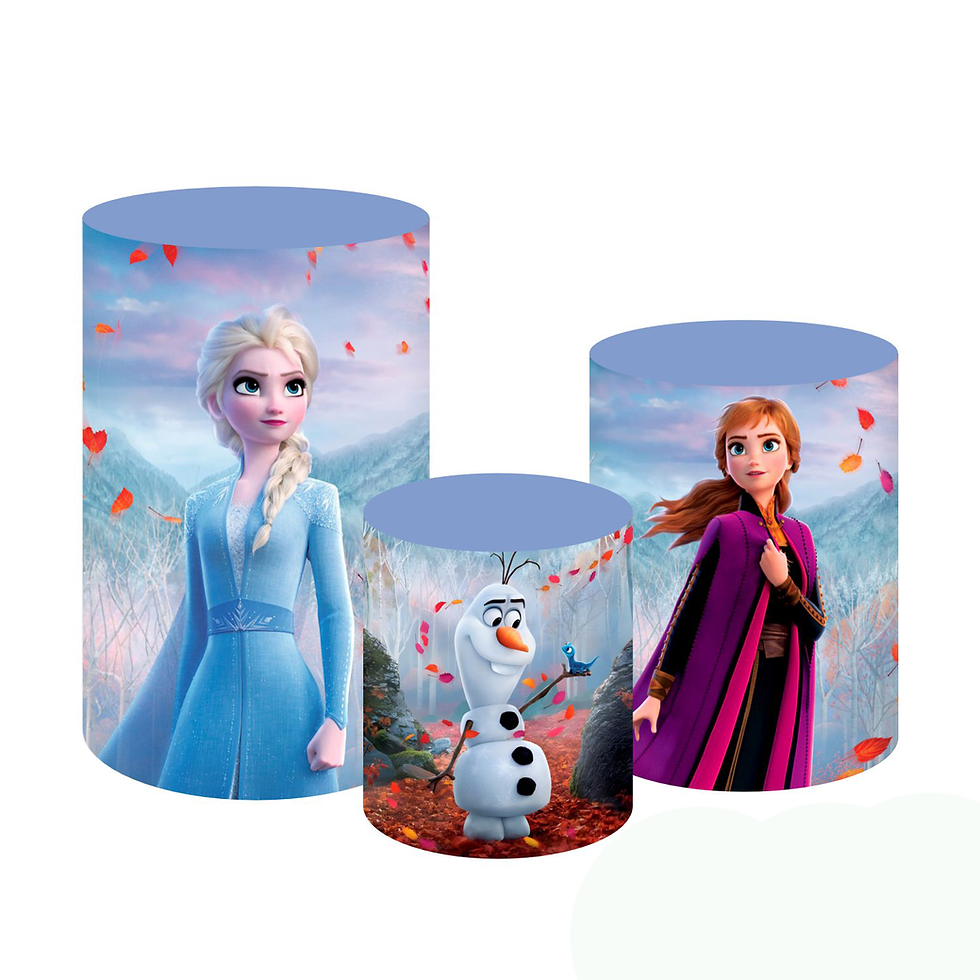 Thumbnail: Frozen Themed Round Backdrop and Cylinders Kit