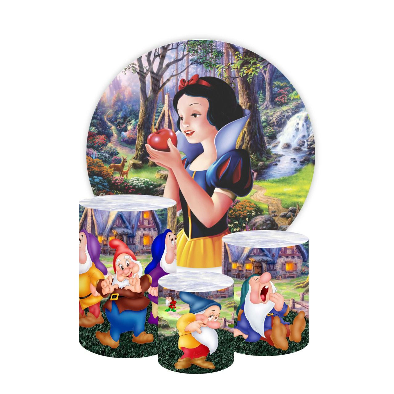 Snow White Disney Themed Round Backdrop and Cylinders Kit
