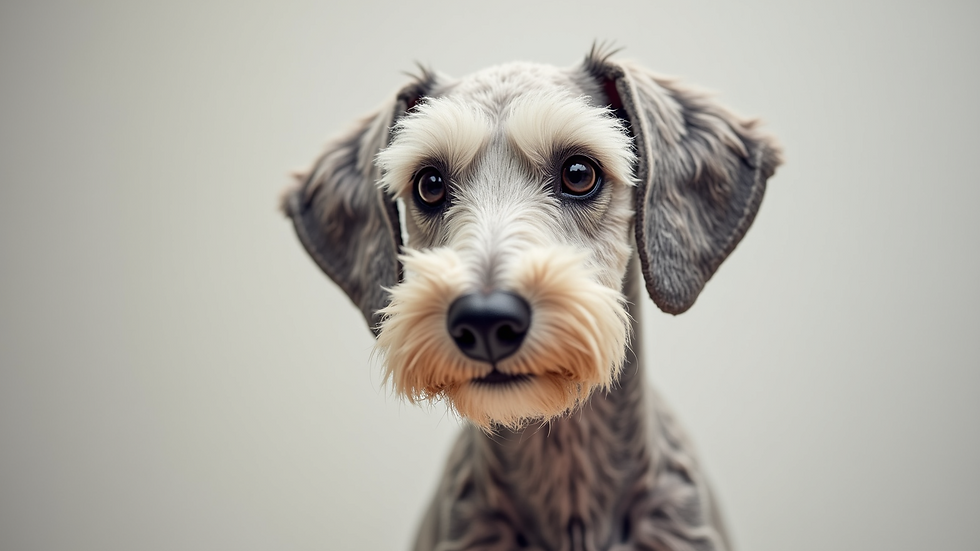 Close-up of a Bedlington Terrier’s curly coat and expressive eyes