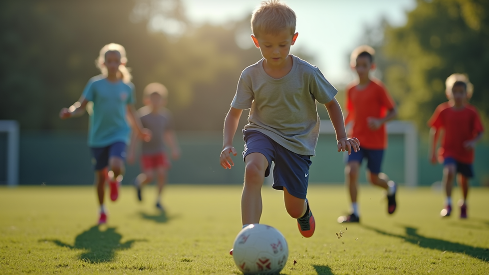 Eye-level view of a youth sports training session