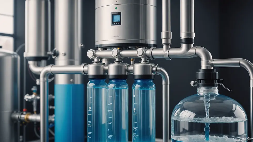 Close-up view of a modern water purification system