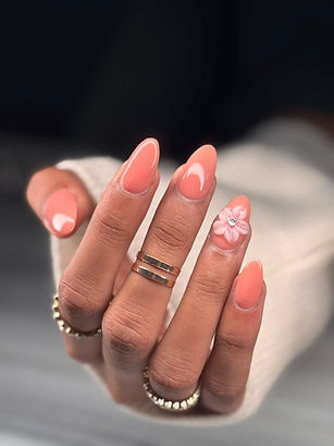Nail extension - acrylic solid color with 3d art