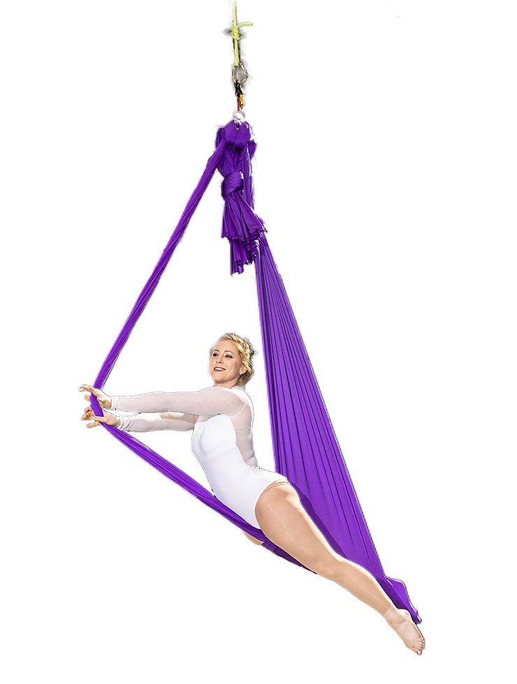 Student hanging in silk