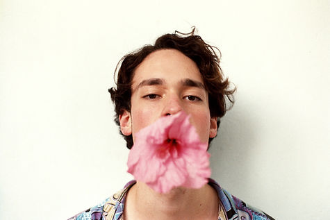 Homem, com, flor, em, boca