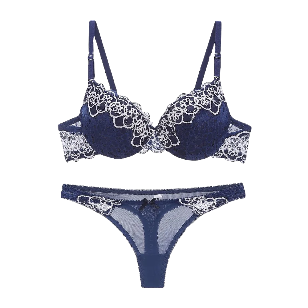 Lace Embroidered Push-Up Bra & G-String Set | Sexy Lingerie