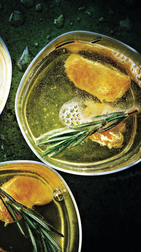 Cocktail clémentine de Corse,  Champagne et romarin