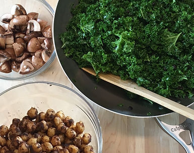Close-up of kale salad and vegetables