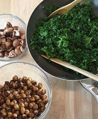 Close-up of kale salad and vegetables