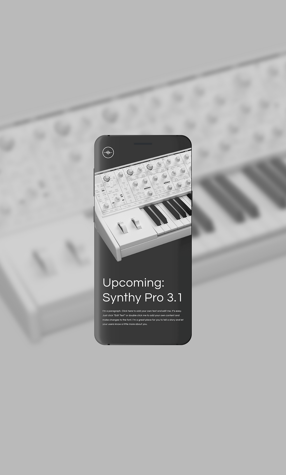Cell phone mock up of a synthesiser brand