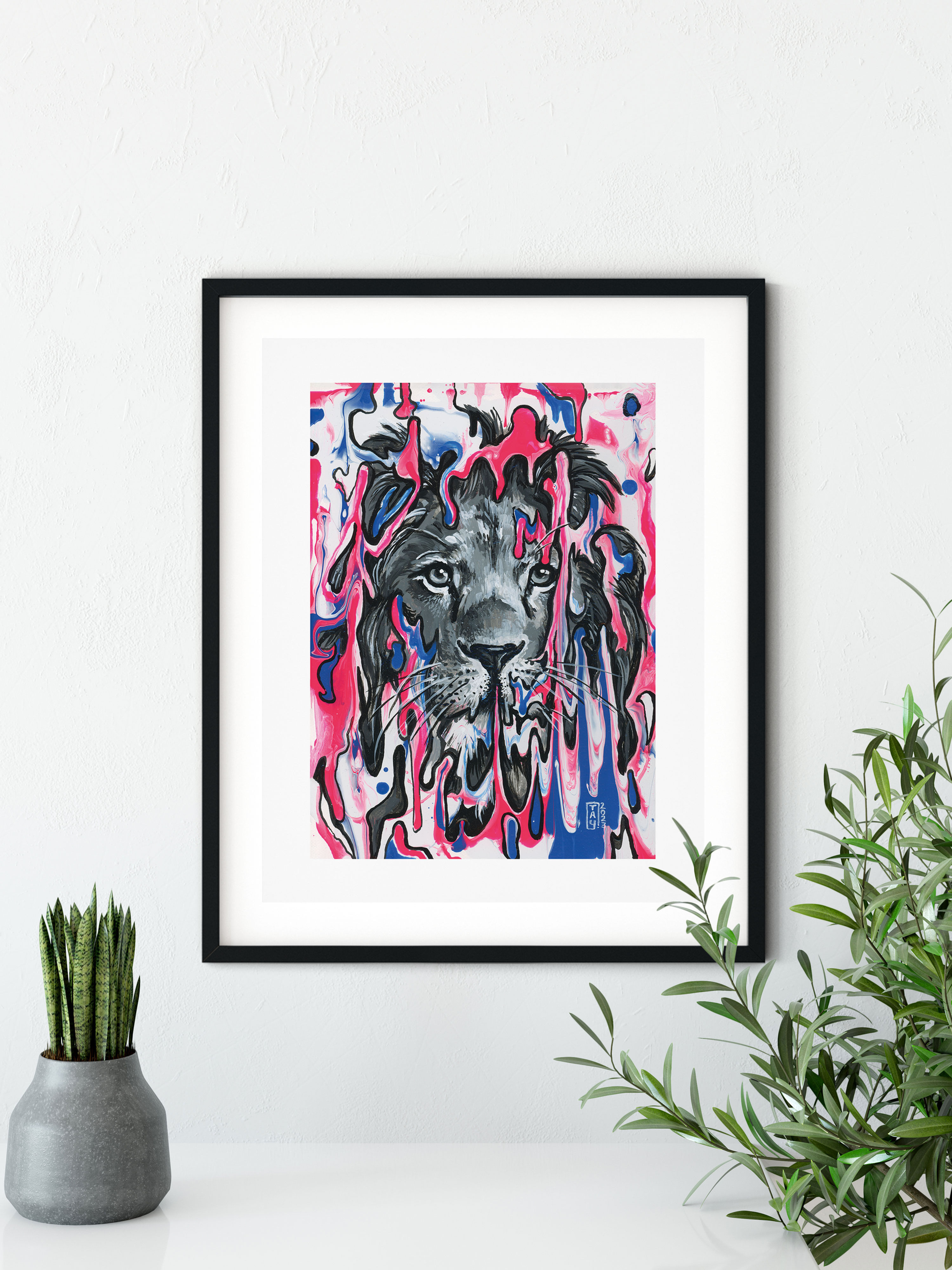 Drippy Lion- Animal Art Print