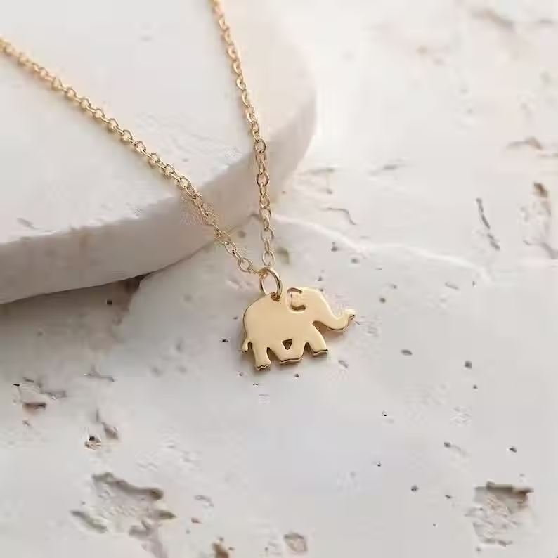 Elephant Necklace • Lucky Elephant Necklace • Silver Elephant Necklace • Gold El