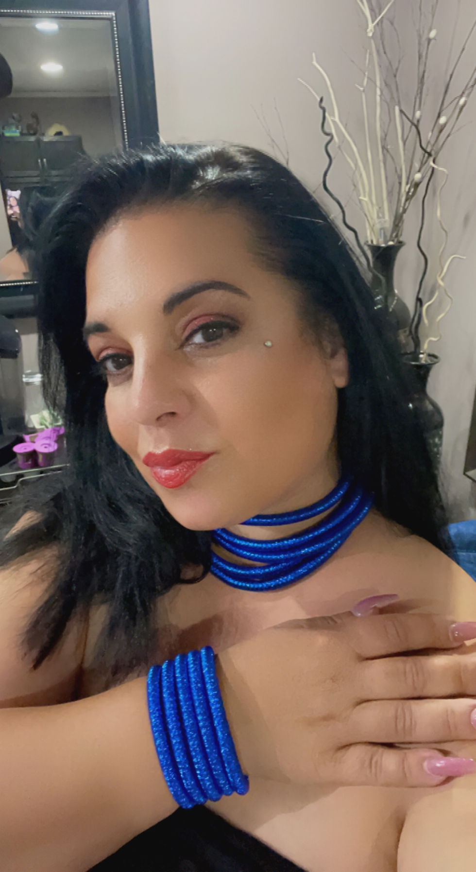 Thumbnail: Metallic Royal Blue Strand Necklace and Bracelet