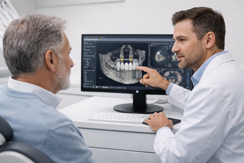 dentista spiega un progetto implantare