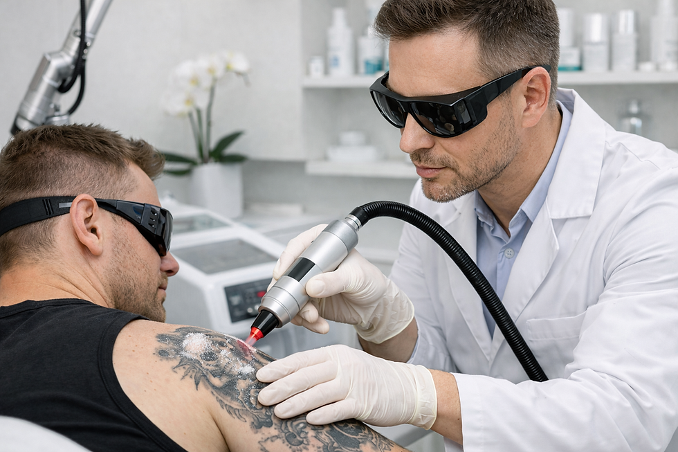 Seduta di rimozione laser di un tatuaggio