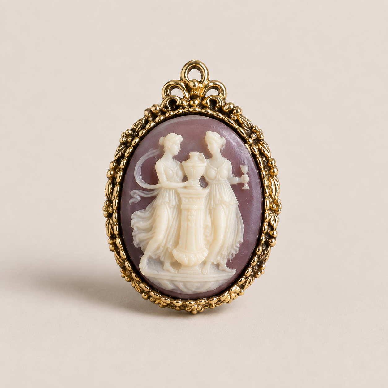Vintage Cameo Solid Perfume Pendant