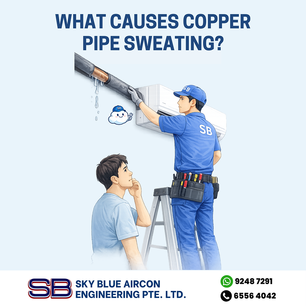 aircon condensation Singapore, aircon insulation problem, copper pipe dripping, aircon pipe water droplets, aircon servicing Singapore