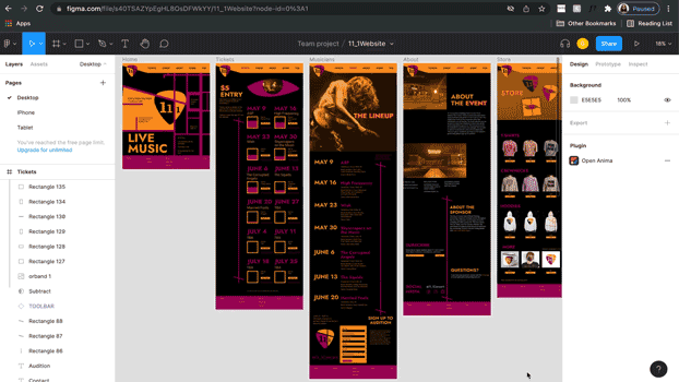 Figma Mockup of Website