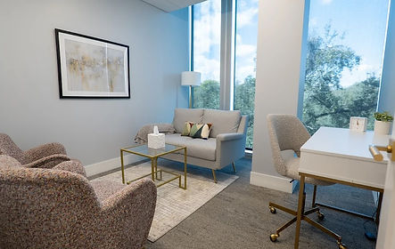 Palm Tree Psychiatry office waiting room with comfortable seating