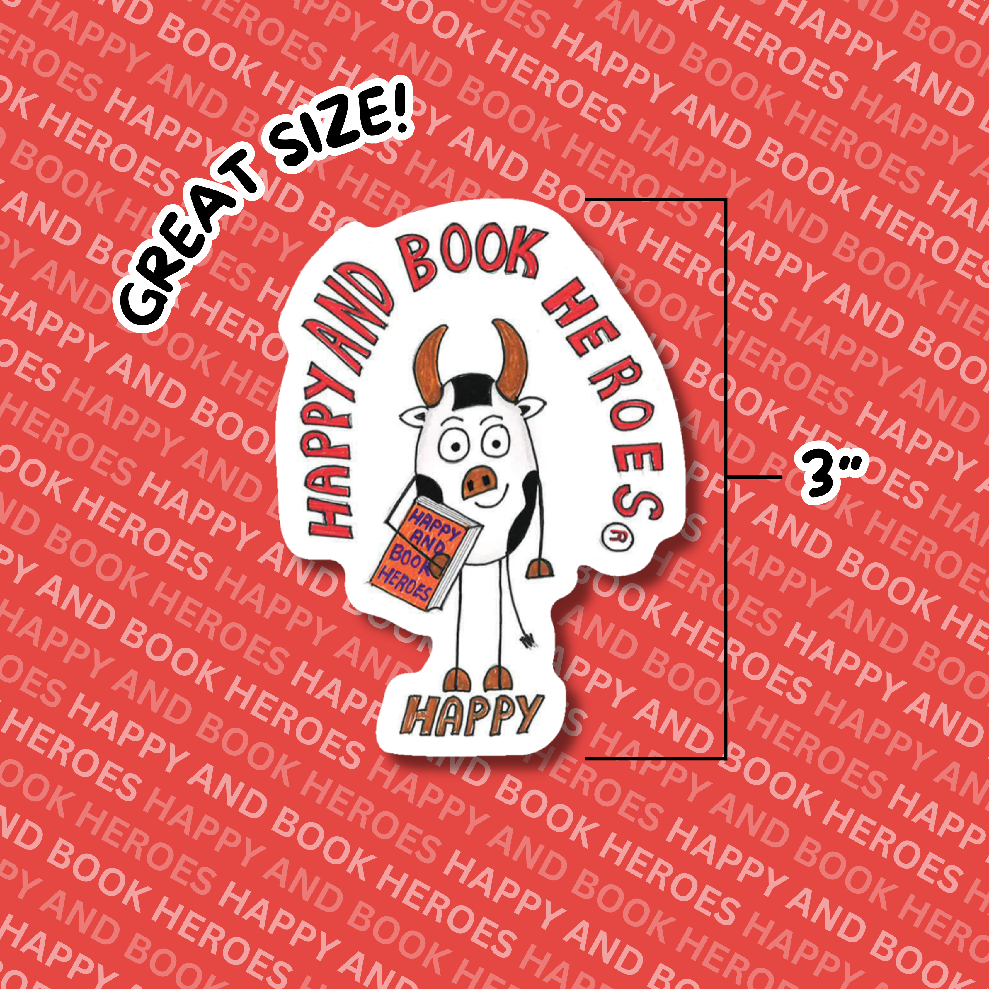 Happy Cow Vinyl Decal – Cute Waterproof Sticker for Laptops & Bottles