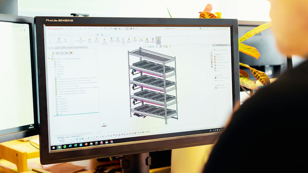 Pictue wit an engineered rack explaining engineering services