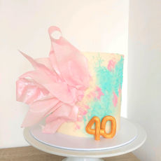 wafer paper spikes on buttercream cake. 40th birthday