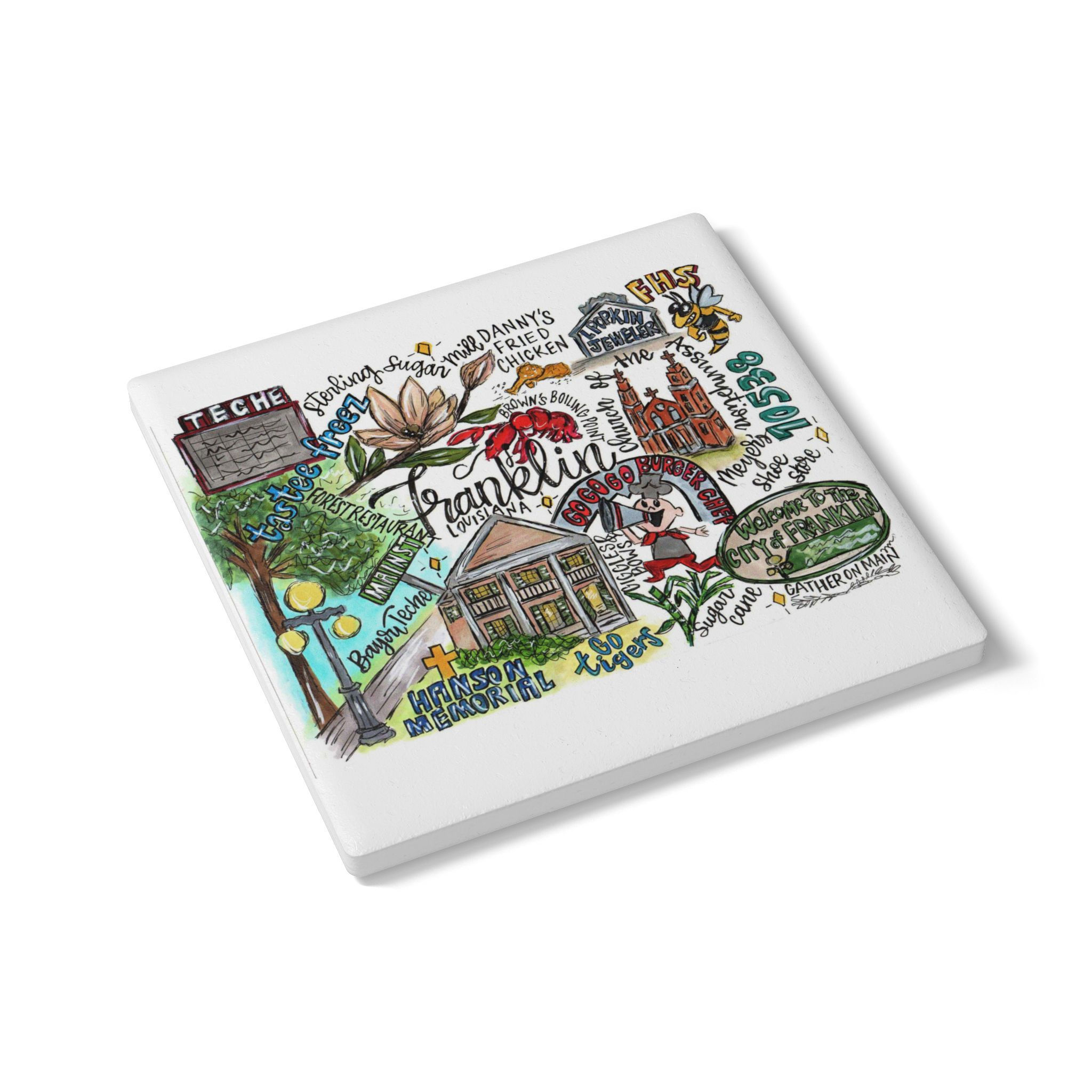 Franklin, Louisiana Ceramic Coaster