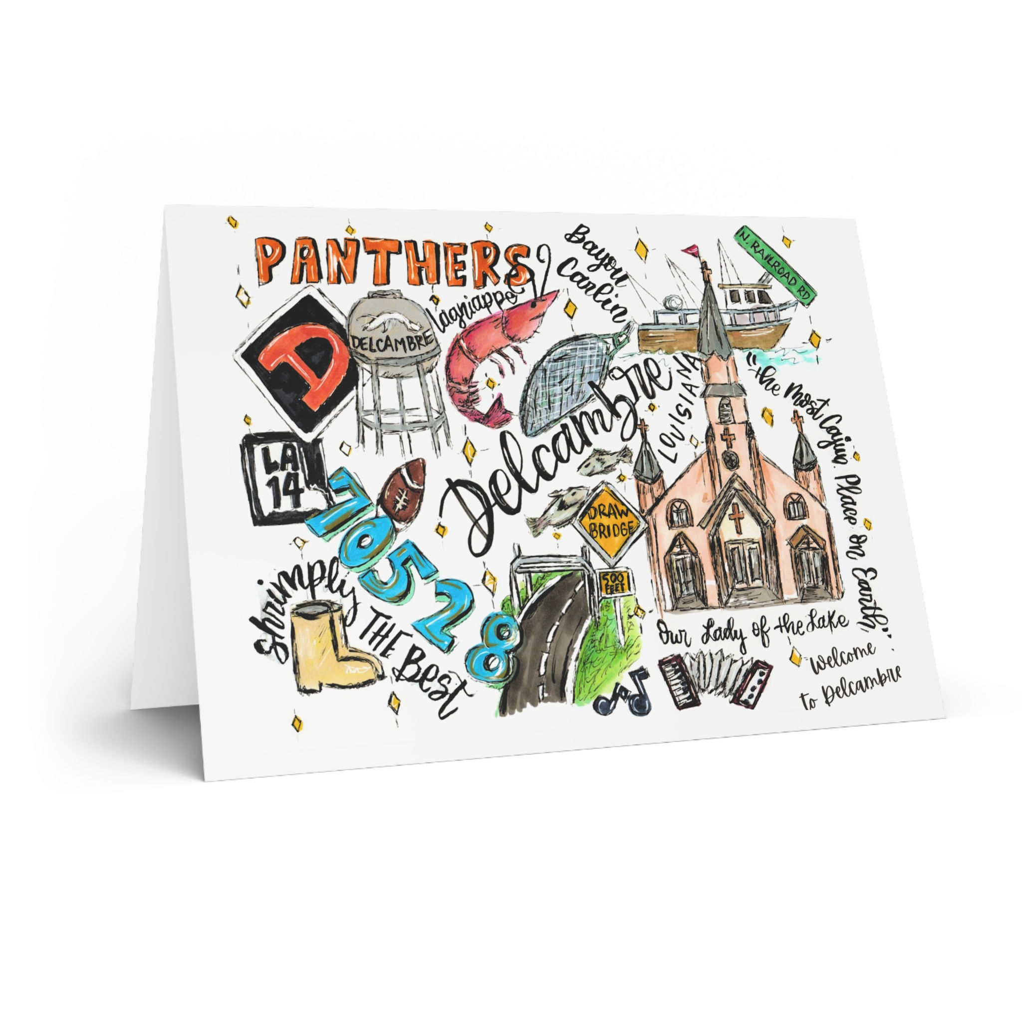 Delcambre, Louisiana Hand- Illustrated Greeting Card