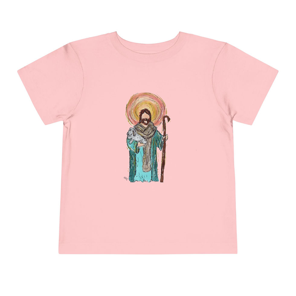 Thumbnail: Toddler Tee — Hand-Painted Saint Illustration Kids' Short Sleeve Shirt