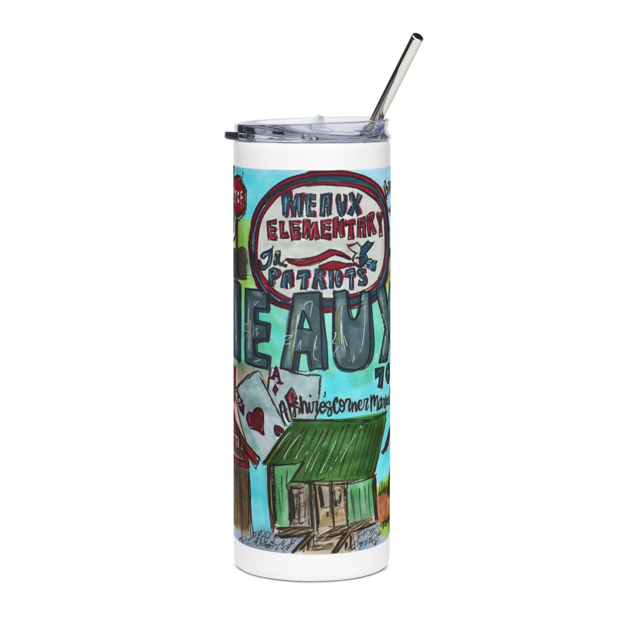 Meaux, Louisiana Hand Illustrated 20oz Stainless Steel Tumbler