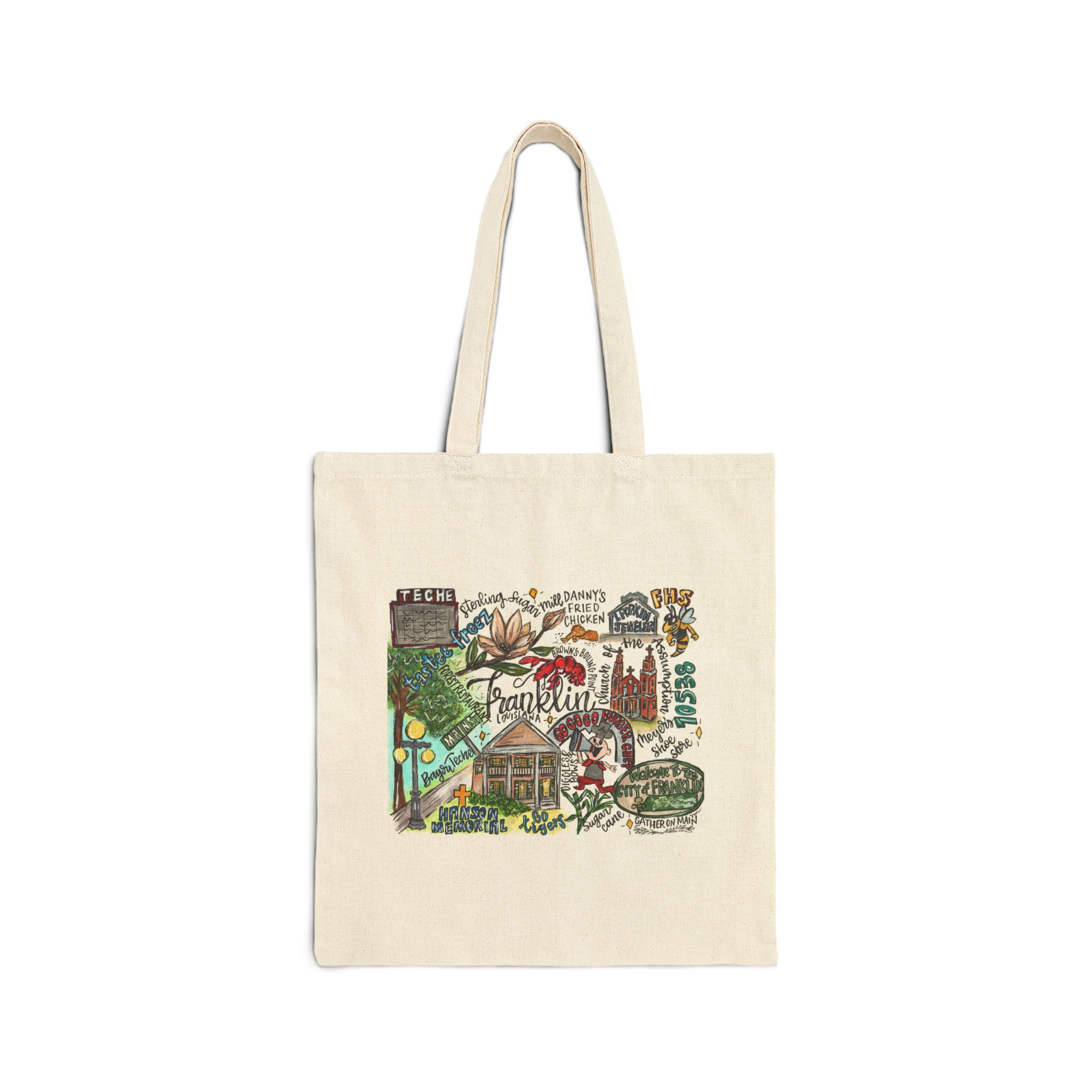 Franklin, Louisiana Hand-Illustrated Tote Bag —