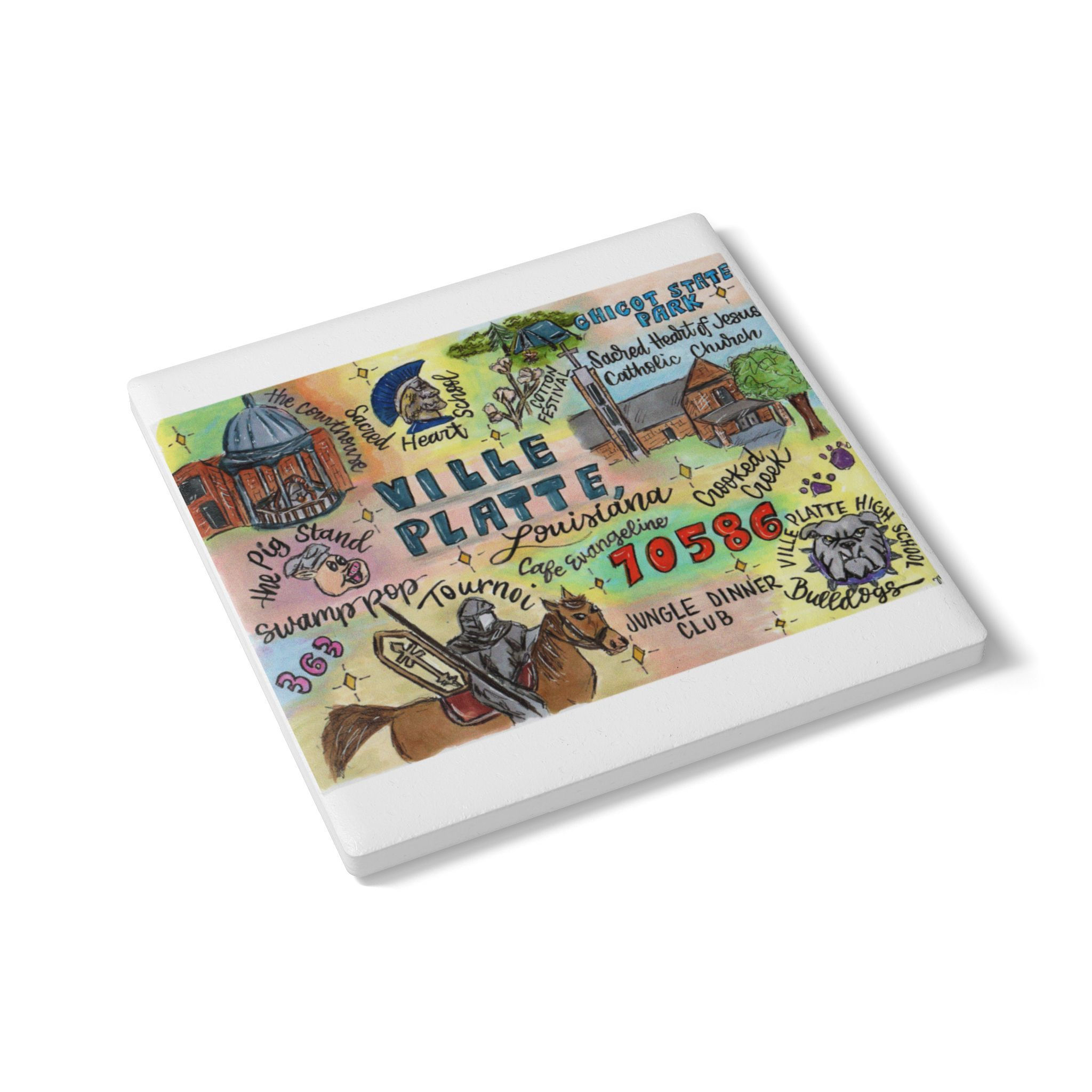 Ville Platte, Louisiana Ceramic Coaster